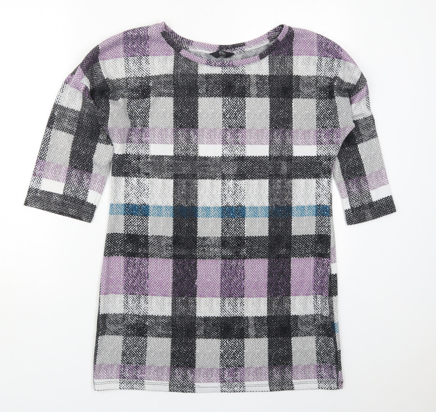 F&F Womens Purple Check Polyester Pullover Sweatshirt Size 12  Pullover