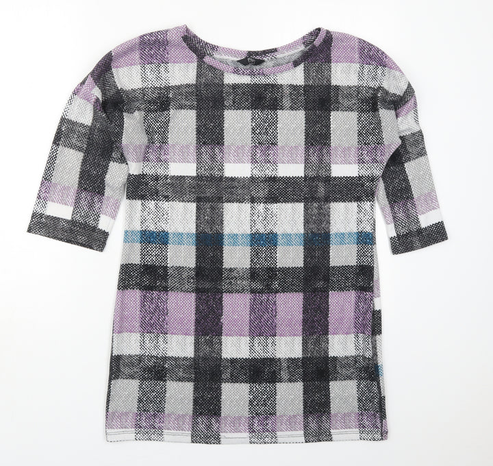 F&F Womens Purple Check Polyester Pullover Sweatshirt Size 12  Pullover