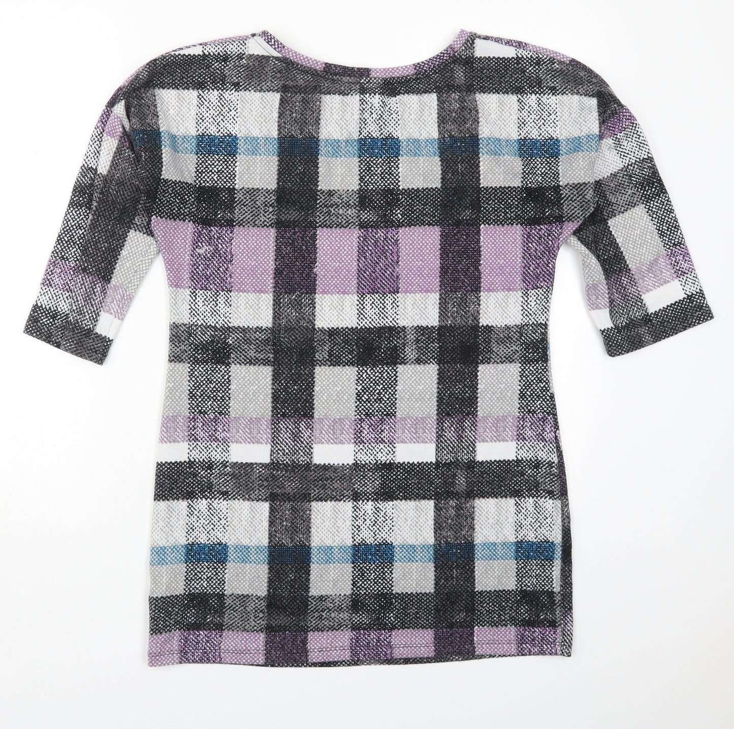 F&F Womens Purple Check Polyester Pullover Sweatshirt Size 12  Pullover