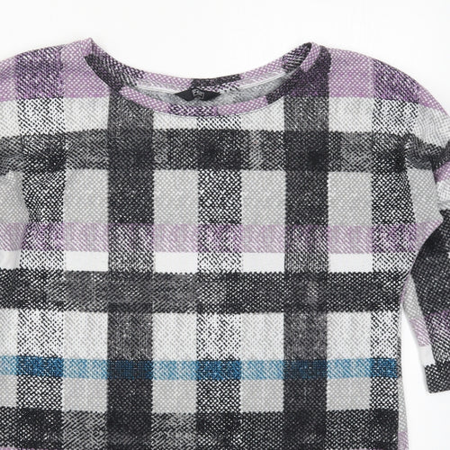 F&F Womens Purple Check Polyester Pullover Sweatshirt Size 12  Pullover