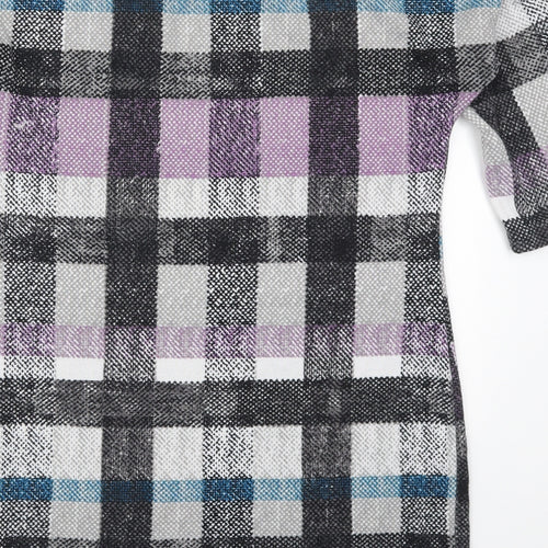 F&F Womens Purple Check Polyester Pullover Sweatshirt Size 12  Pullover