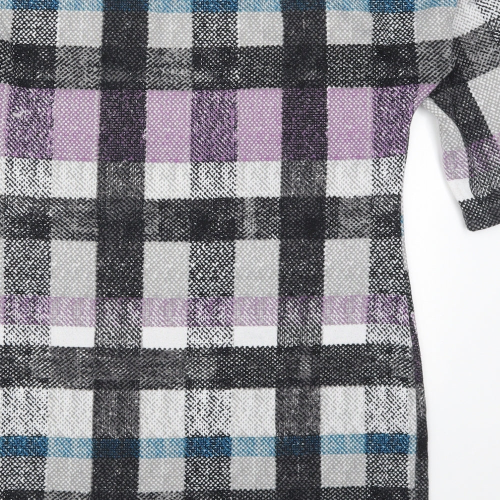 F&F Womens Purple Check Polyester Pullover Sweatshirt Size 12  Pullover