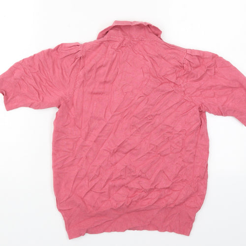 Marks and Spencer Womens Pink Collared  Viscose Pullover Jumper Size 10