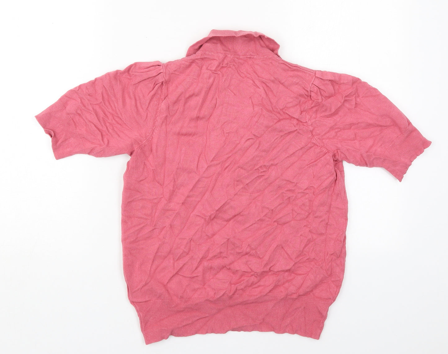 Marks and Spencer Womens Pink Collared  Viscose Pullover Jumper Size 10