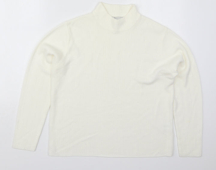 Emreco Womens White Round Neck Acrylic Pullover Jumper Size 18
