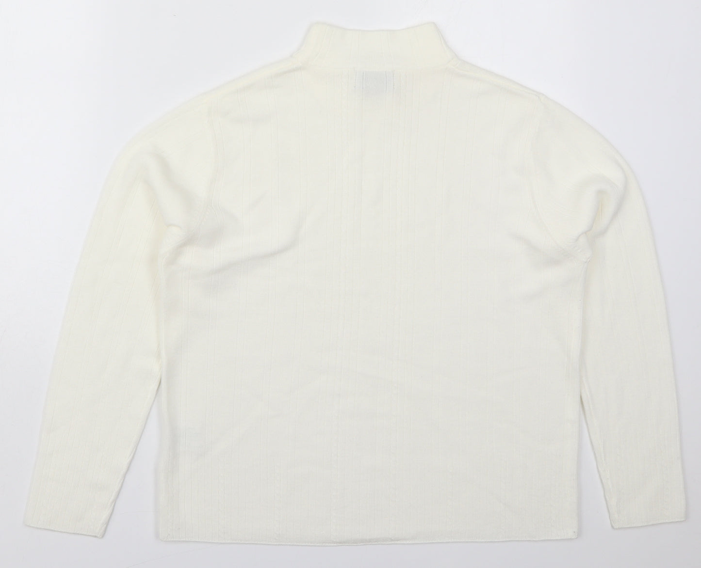 Emreco Womens White Round Neck  Acrylic Pullover Jumper Size 18