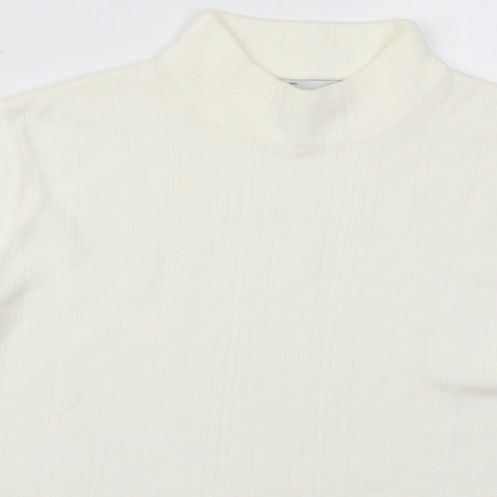 Emreco Womens White Round Neck  Acrylic Pullover Jumper Size 18