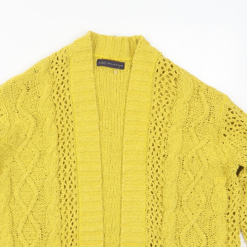 Marks and Spencer Womens Yellow V-Neck  Cotton Cardigan Jumper Size L