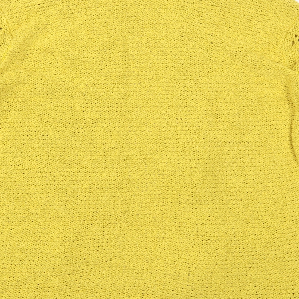 Marks and Spencer Womens Yellow V-Neck  Cotton Cardigan Jumper Size L