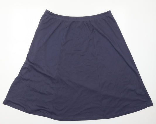 Front view of Classics women’s blue polyester skater skirt, size UK 24