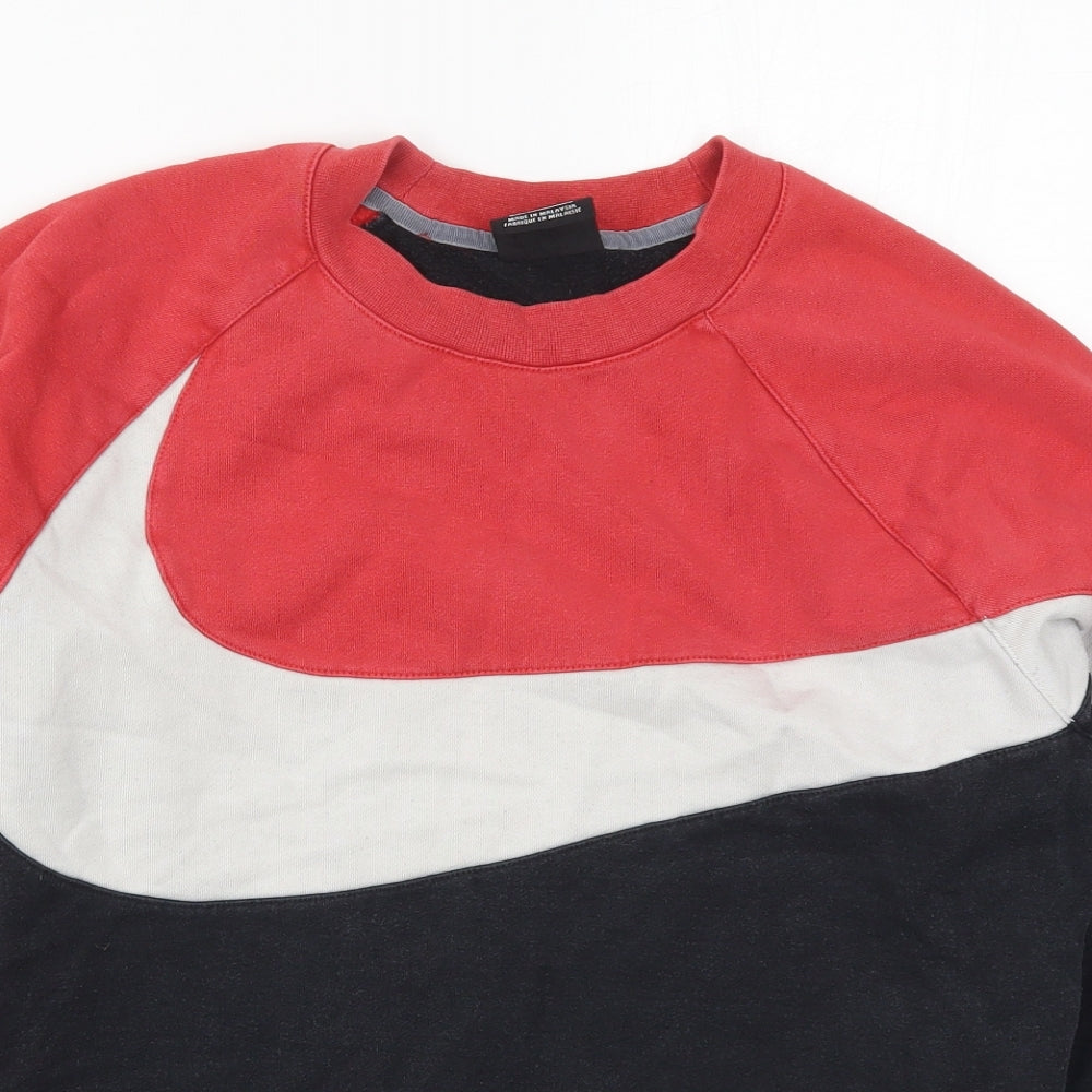 Nike Mens Red  Cotton Pullover Sweatshirt Size S