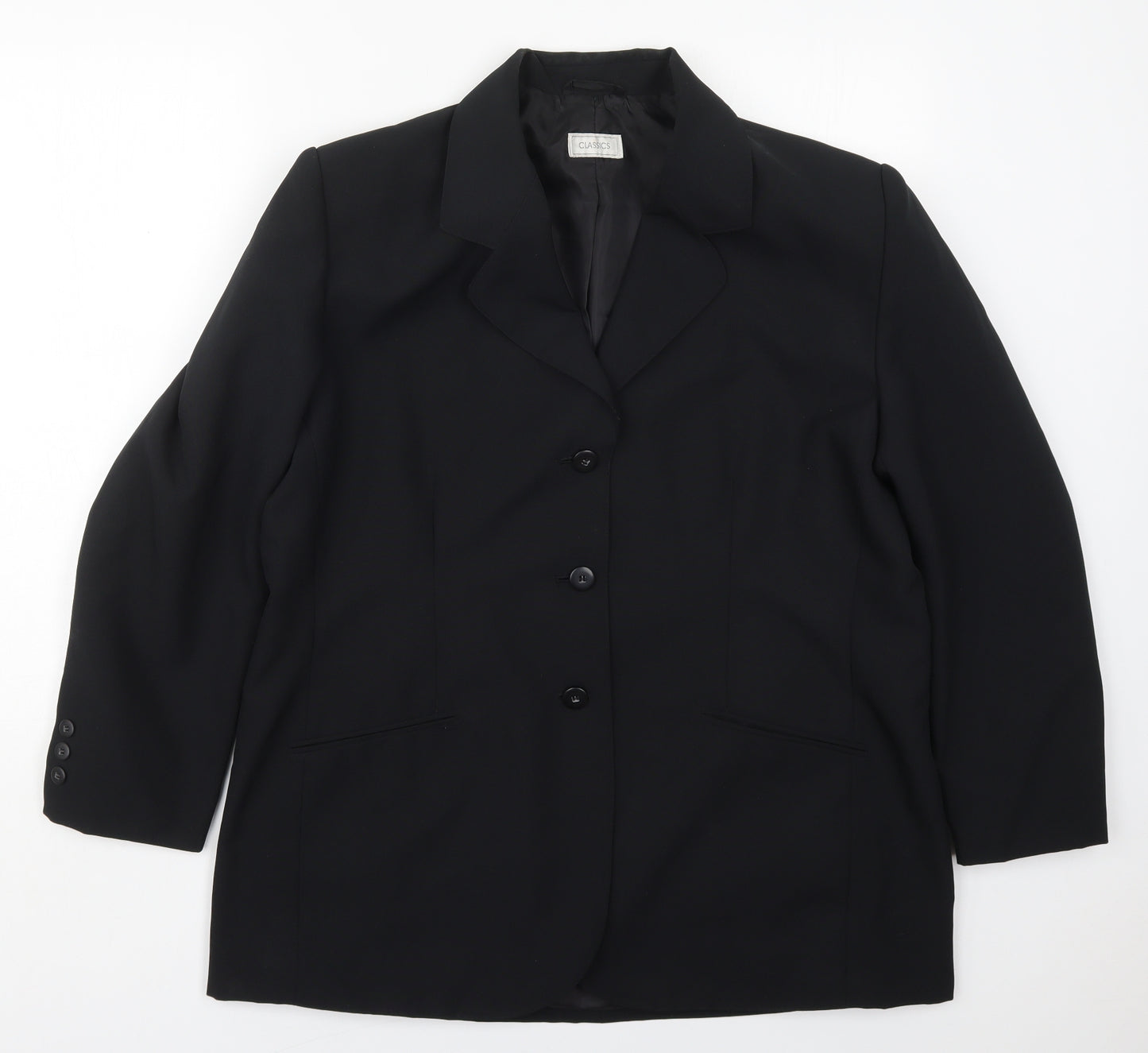 Classics Womens Black  Polyester Jacket Suit Jacket Size 20