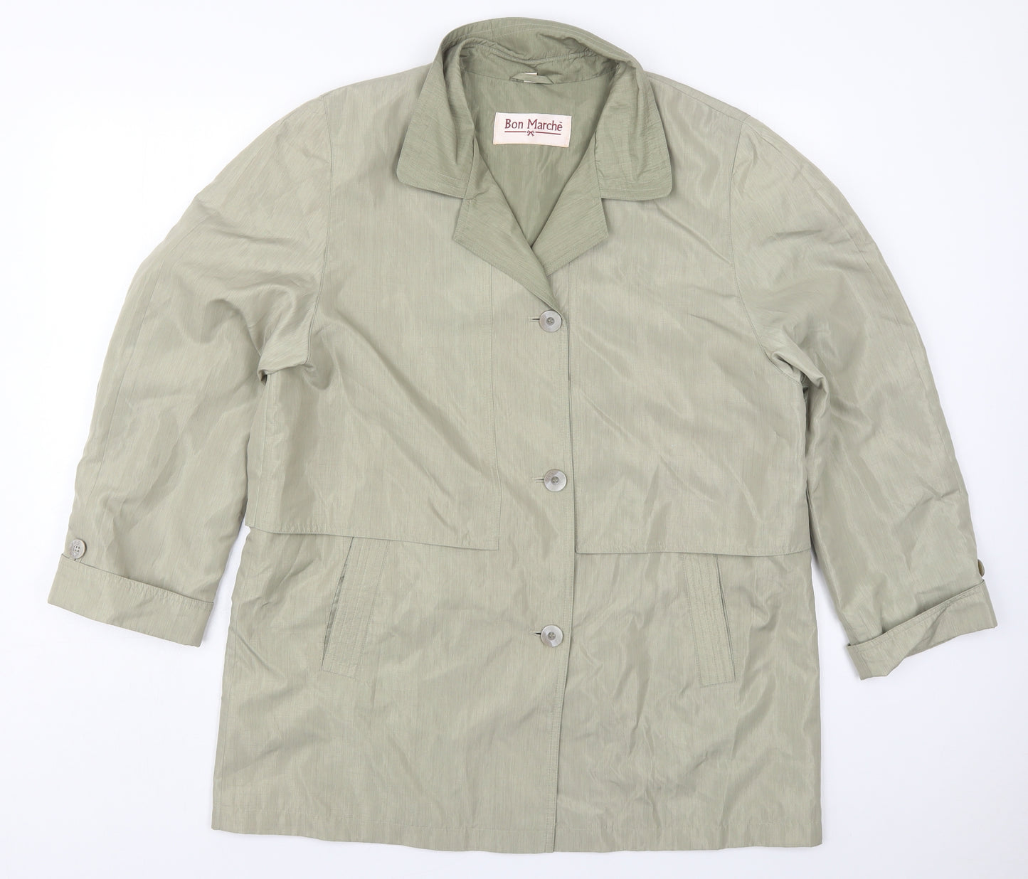 Bonmarché Womens Green   Overcoat Coat Size 16  Button