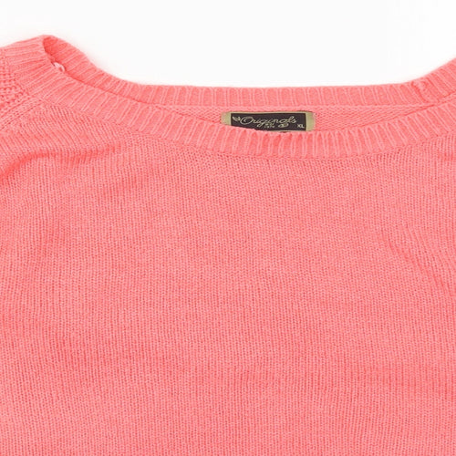 Originals Womens Pink Boat Neck  Acrylic Pullover Jumper Size XL