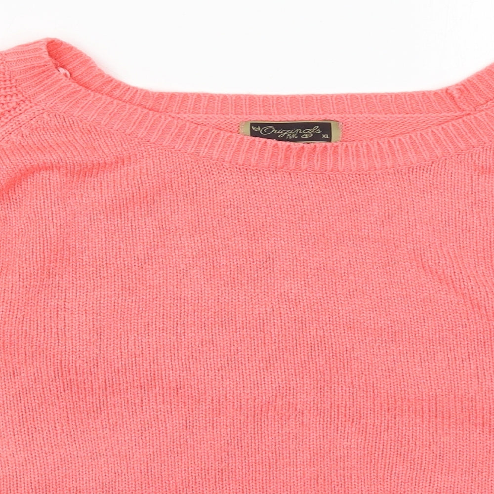 Originals Womens Pink Boat Neck  Acrylic Pullover Jumper Size XL