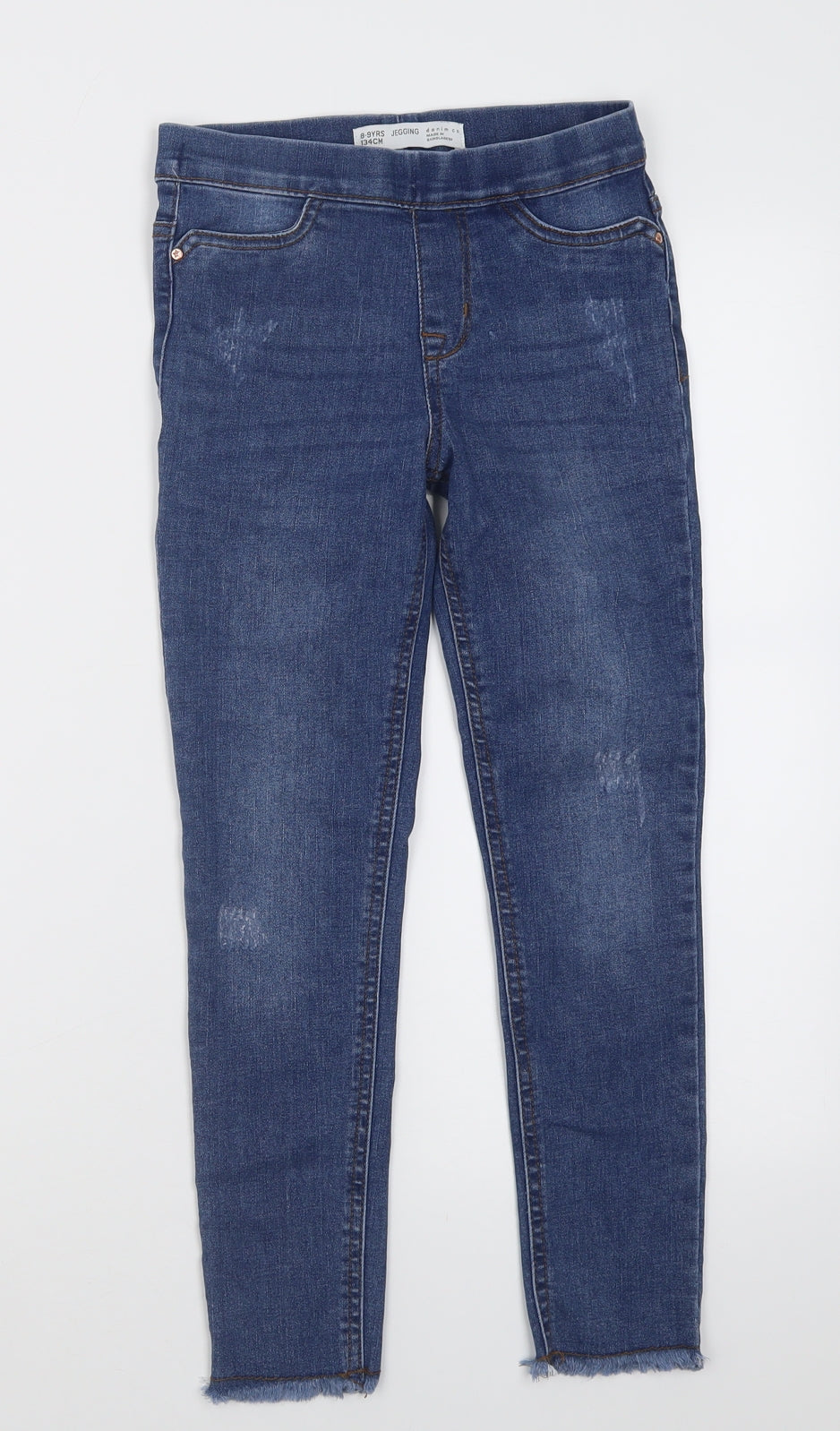 Primark Girls Blue  Cotton Jegging Trousers Size 8-9 Years  Regular Pullover