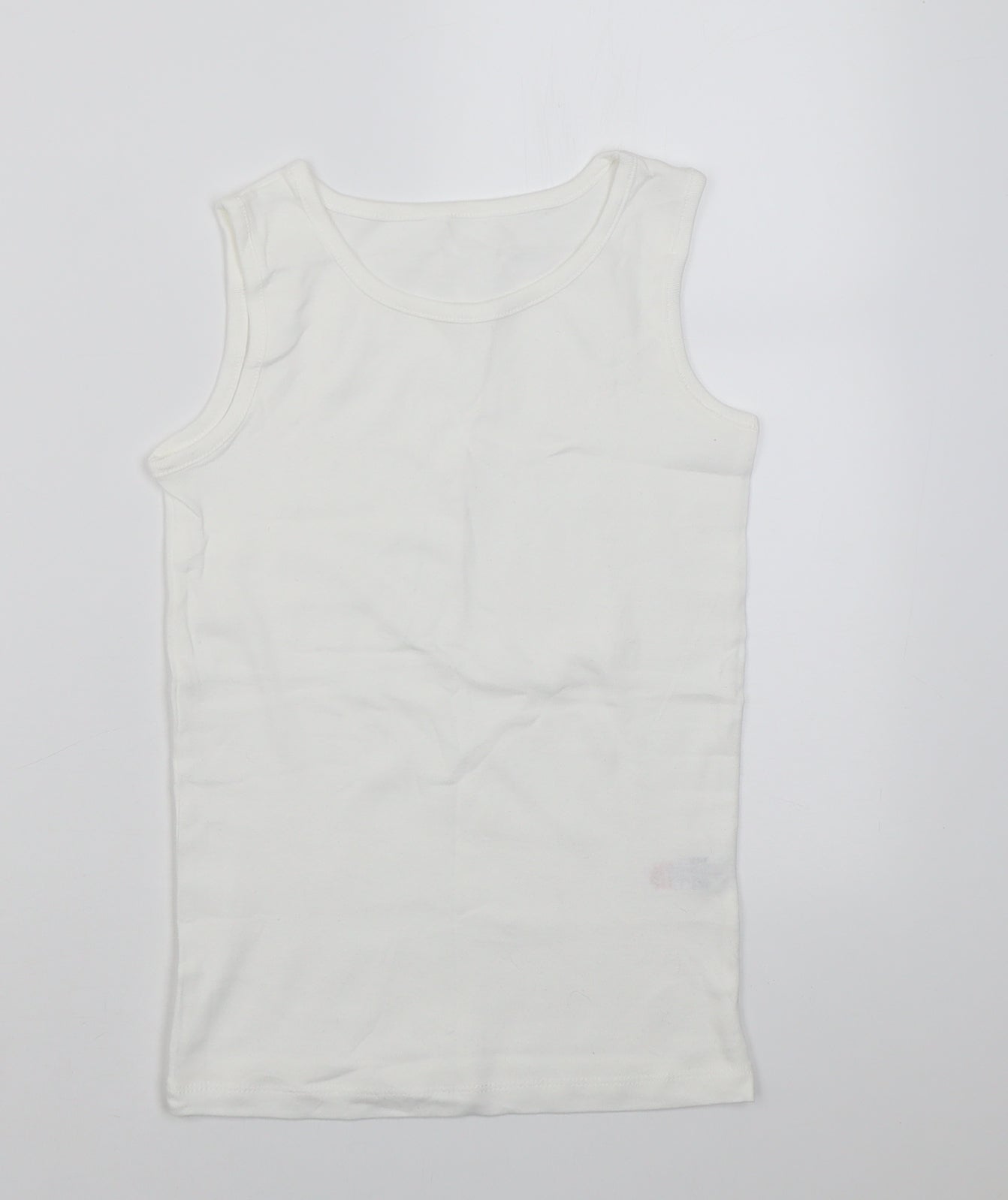 Dunnes Stores Boys White  Cotton Basic Tank Size 9-10 Years Crew Neck Pullover