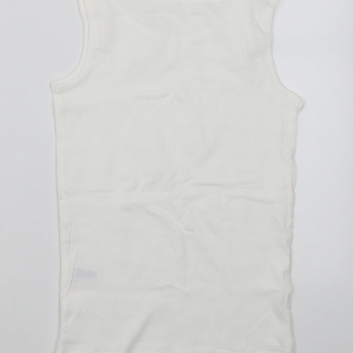 Dunnes Stores Boys White  Cotton Basic Tank Size 9-10 Years Crew Neck Pullover