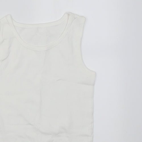 Dunnes Stores Boys White  Cotton Basic Tank Size 9-10 Years Crew Neck Pullover