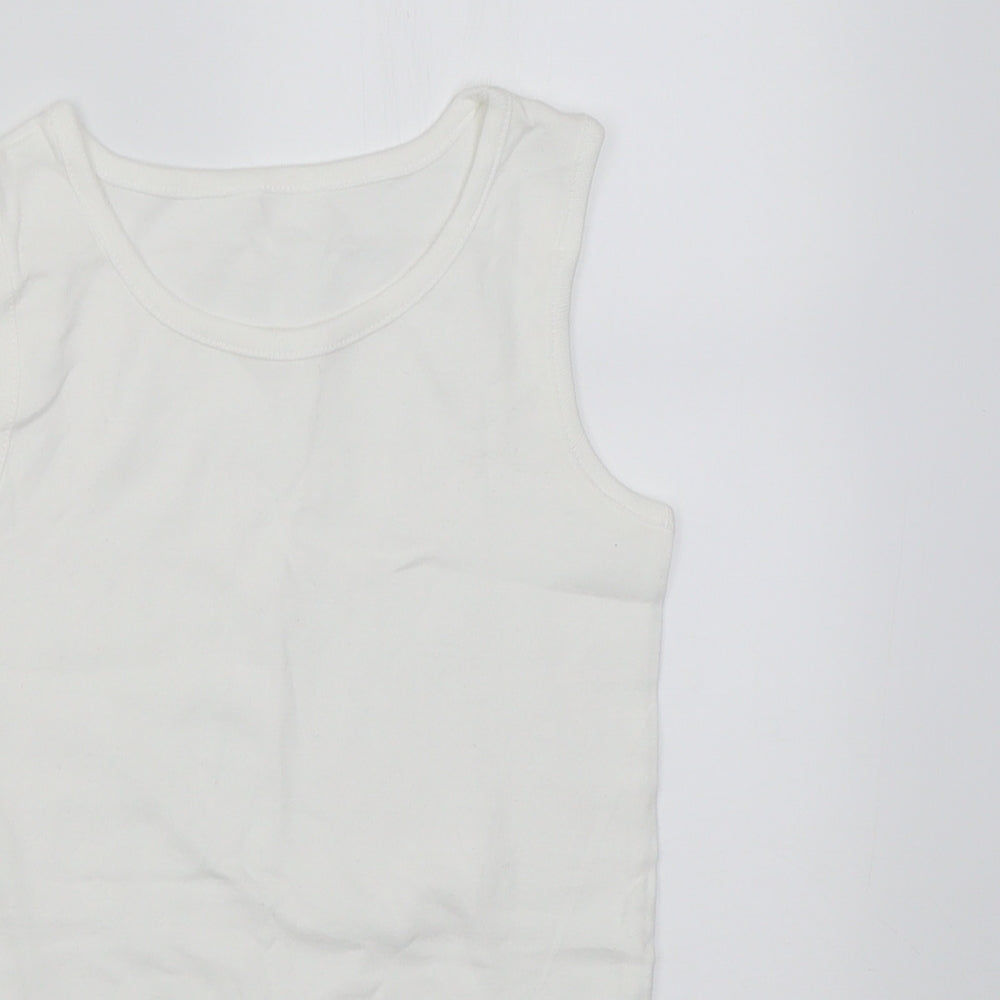 Dunnes Stores Boys White  Cotton Basic Tank Size 9-10 Years Crew Neck Pullover