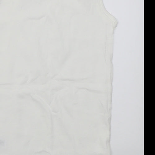 Dunnes Stores Boys White  Cotton Basic Tank Size 9-10 Years Crew Neck Pullover