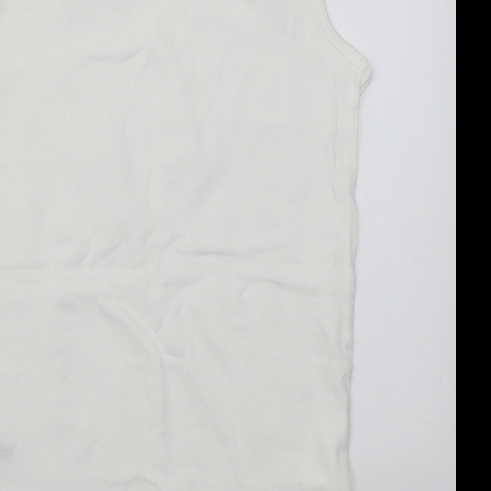 Dunnes Stores Boys White  Cotton Basic Tank Size 9-10 Years Crew Neck Pullover