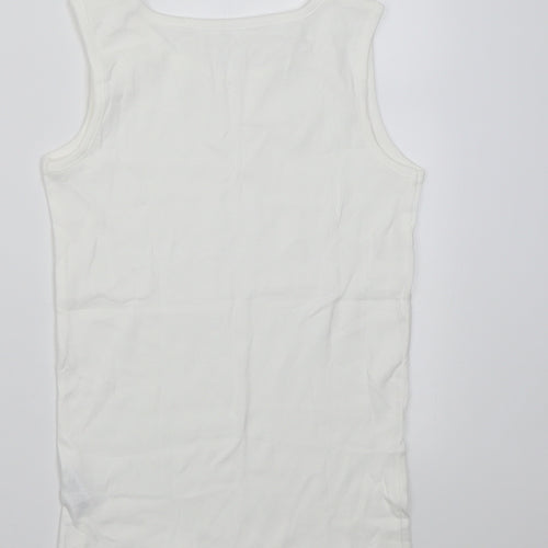 Dunnes Stores Boys White  Cotton Basic Tank Size 9-10 Years Crew Neck Pullover