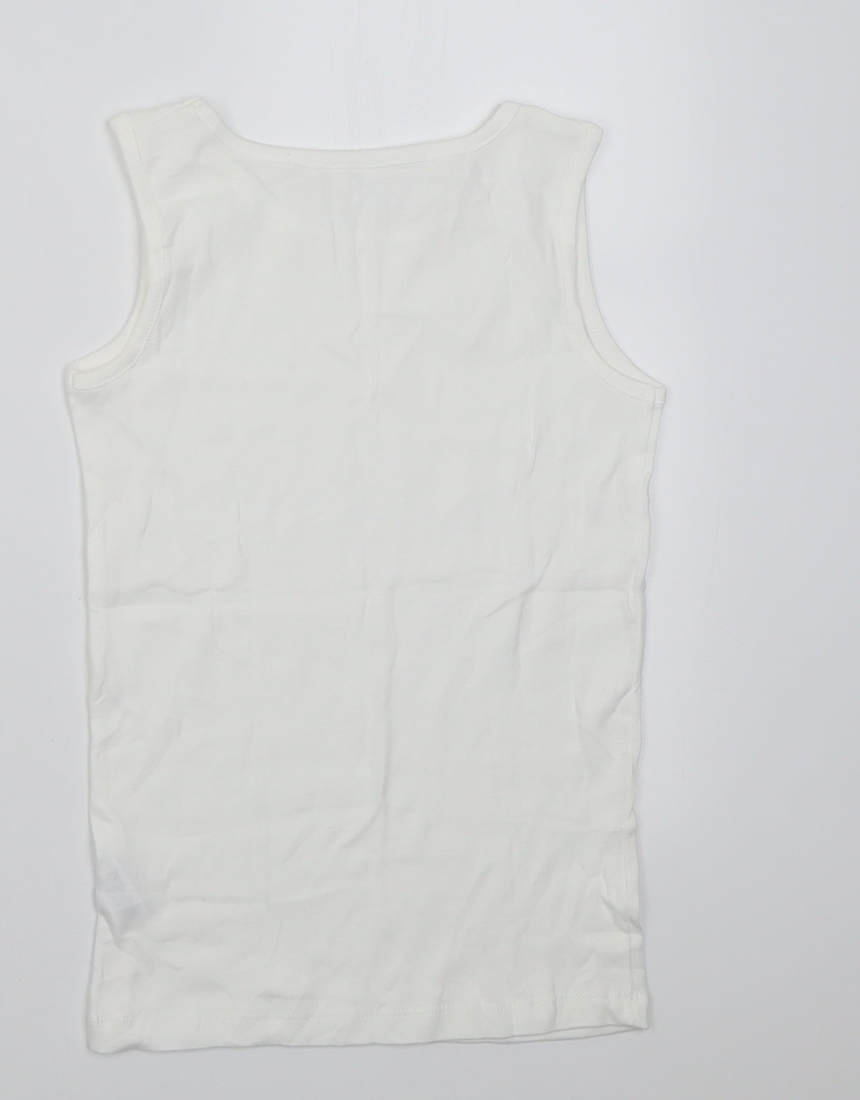 Dunnes Stores Boys White  Cotton Basic Tank Size 9-10 Years Crew Neck Pullover