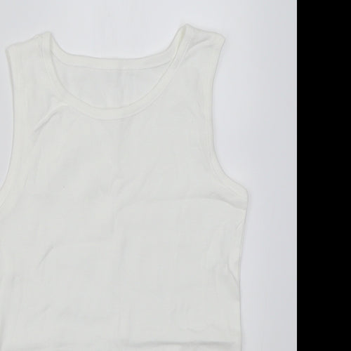 Dunnes Stores Boys White  Cotton Basic Tank Size 9-10 Years Crew Neck Pullover