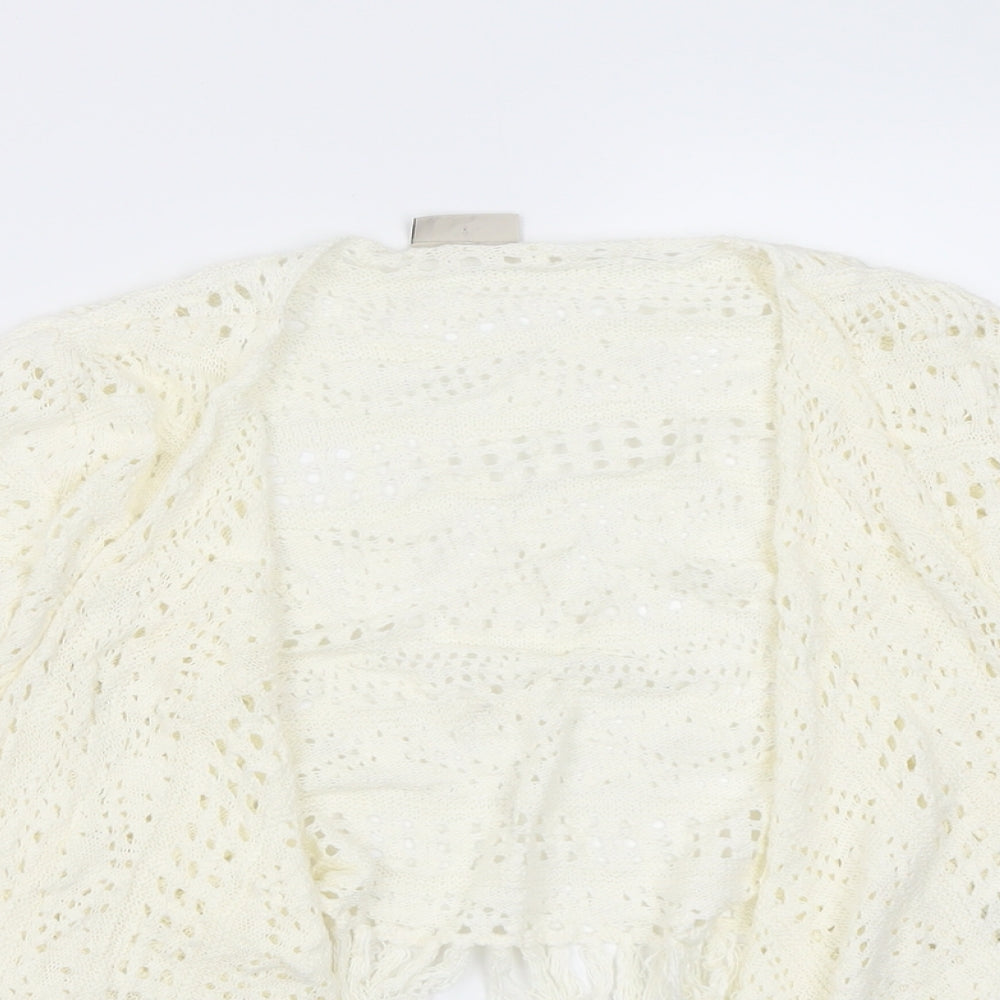 NEXT Girls White V-Neck  Cotton Cardigan Jumper Size 9 Years  Pullover