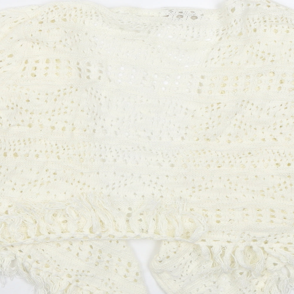 NEXT Girls White V-Neck  Cotton Cardigan Jumper Size 9 Years  Pullover