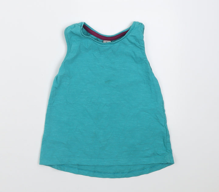 TU Girls Blue  Cotton Basic Tank Size 4-5 Years Crew Neck Pullover