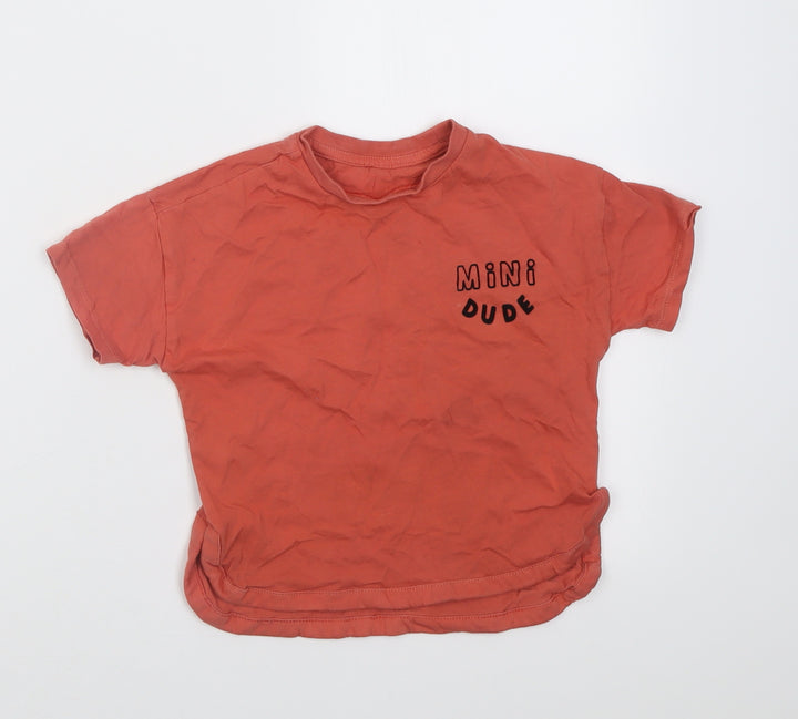 George Boys Orange  Cotton Basic T-Shirt Size 2-3 Years Crew Neck Pullover - mini dude
