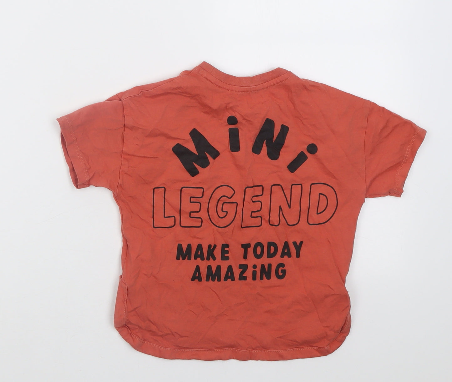 George Boys Orange  Cotton Basic T-Shirt Size 2-3 Years Crew Neck Pullover - mini dude
