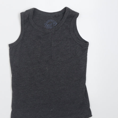 NEXT Boys Grey  Cotton Basic Tank Size 4 Years Crew Neck Pullover
