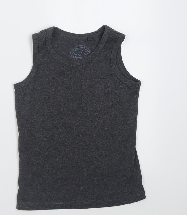 NEXT Boys Grey Cotton Basic Tank Size 4 Years Crew Neck Pullover