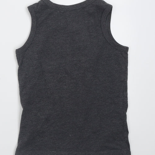 NEXT Boys Grey  Cotton Basic Tank Size 4 Years Crew Neck Pullover