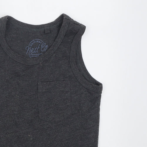 NEXT Boys Grey  Cotton Basic Tank Size 4 Years Crew Neck Pullover
