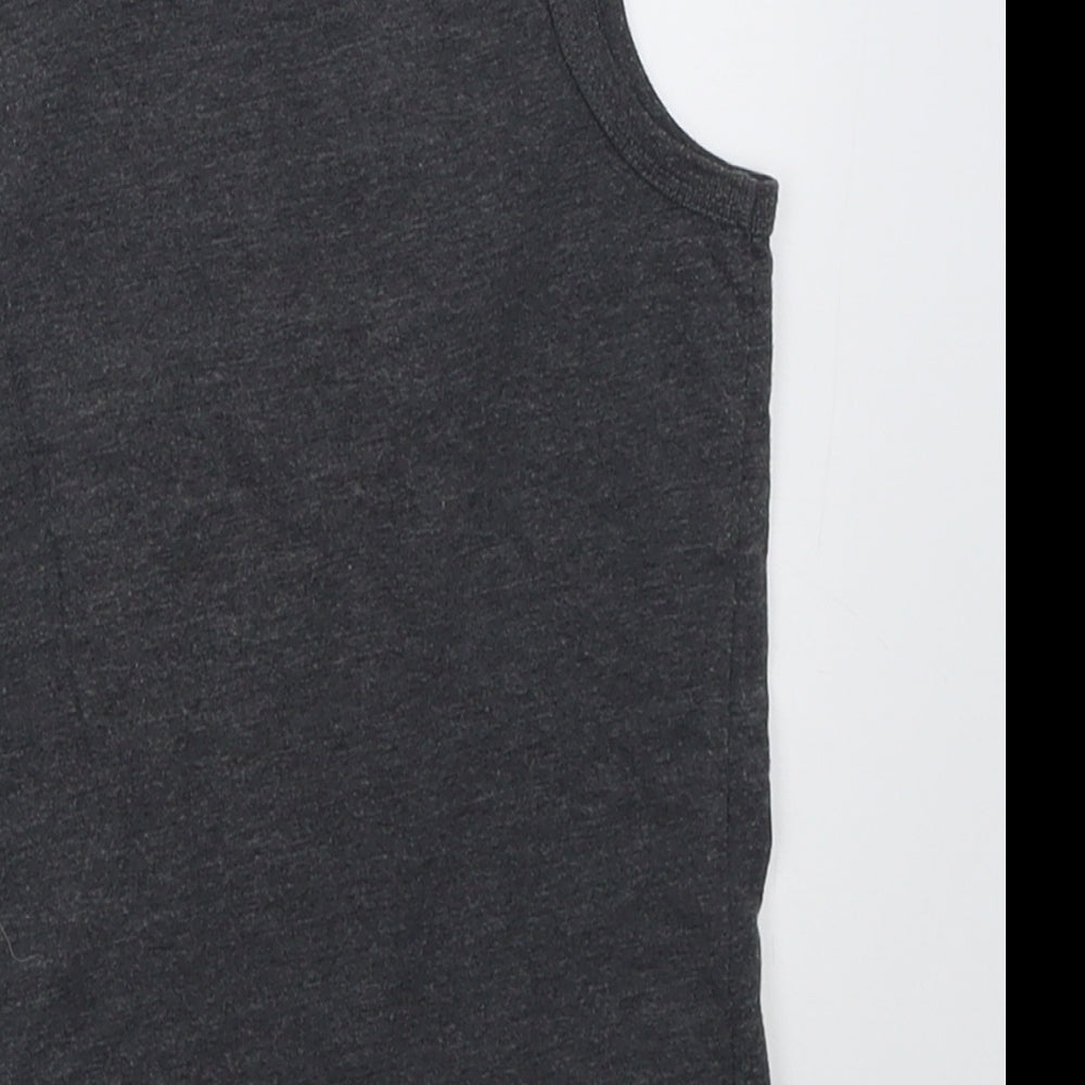 NEXT Boys Grey  Cotton Basic Tank Size 4 Years Crew Neck Pullover