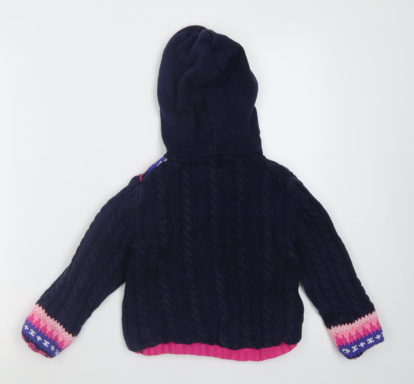 Shrinkig Violet Girls Pink Crew Neck Geometric Acrylic Cardigan Jumper Size 4-5 Years  Zip