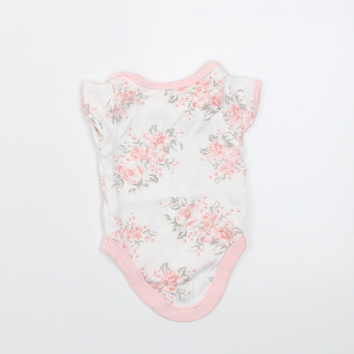 George Girls White Floral Cotton Babygrow One-Piece Size Newborn  Buckle