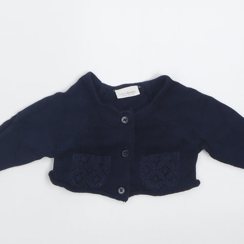 NEXT Girls Blue  Cotton Cardigan Jumper One Size  Button - Up to 1 month
