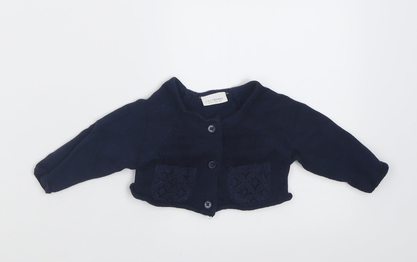 NEXT Girls Blue  Cotton Cardigan Jumper One Size  Button - Up to 1 month