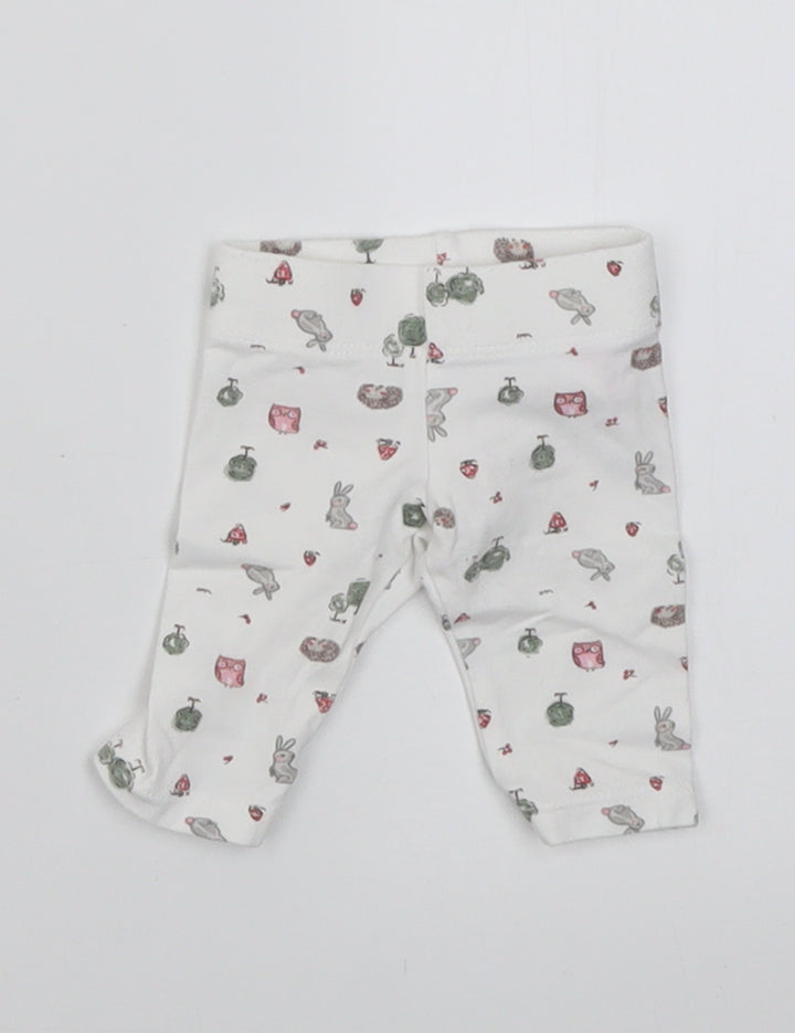 F&F Girls White Geometric Cotton Cropped Trousers Size Newborn  Pullover
