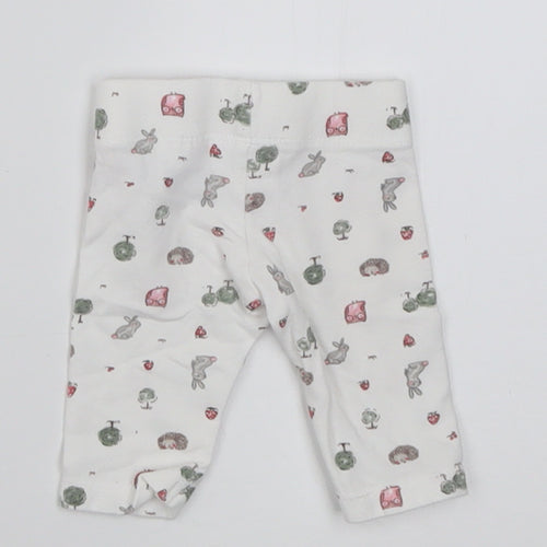 F&F Girls White Geometric Cotton Cropped Trousers Size Newborn  Pullover