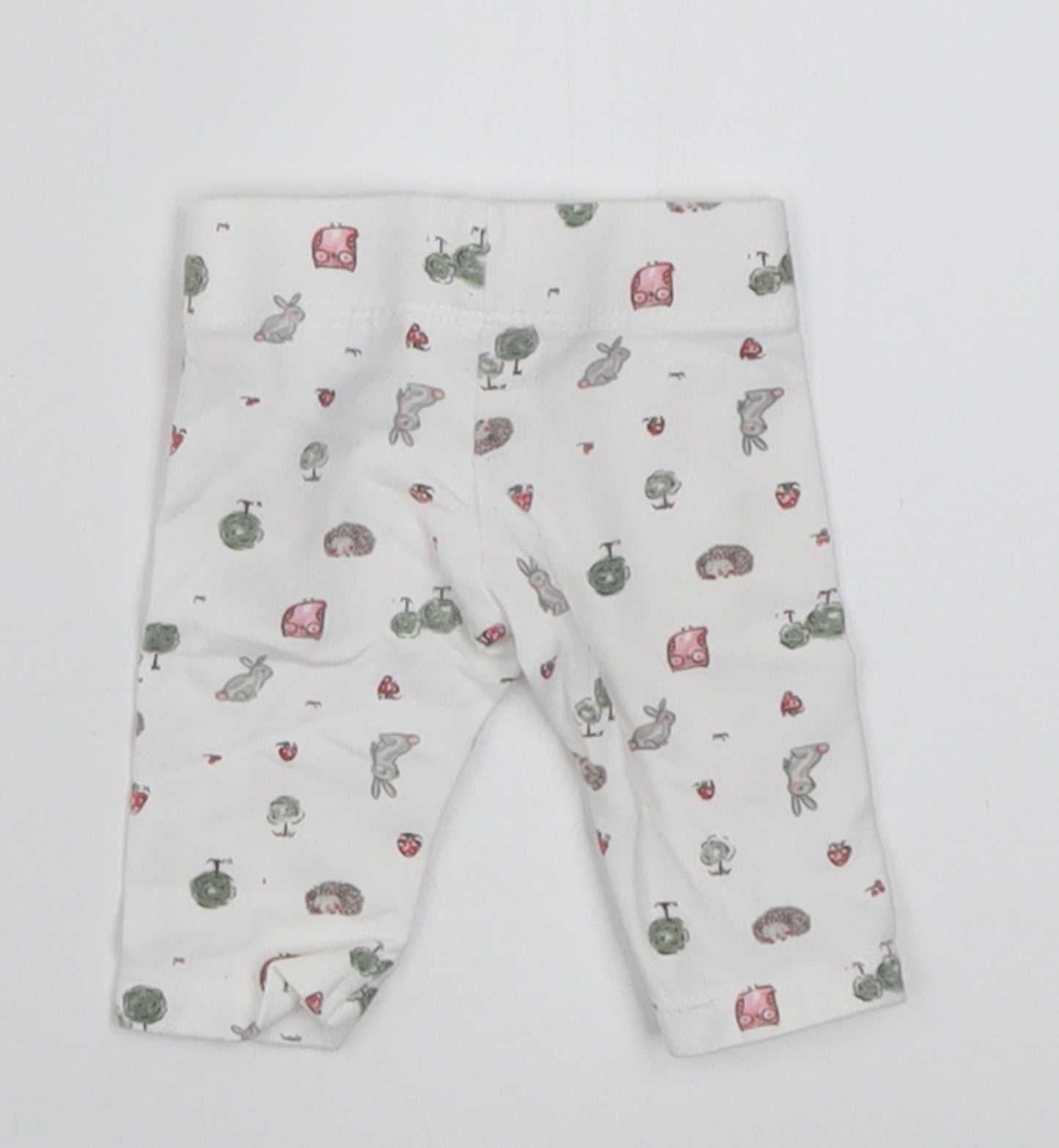F&F Girls White Geometric Cotton Cropped Trousers Size Newborn  Pullover