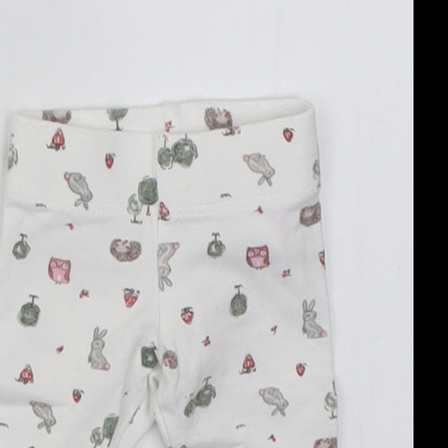 F&F Girls White Geometric Cotton Cropped Trousers Size Newborn  Pullover