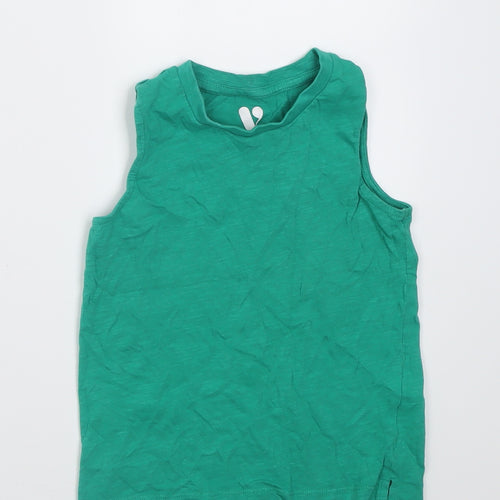 F&F Girls Green  Cotton Basic Tank Size 2-3 Years Crew Neck Pullover