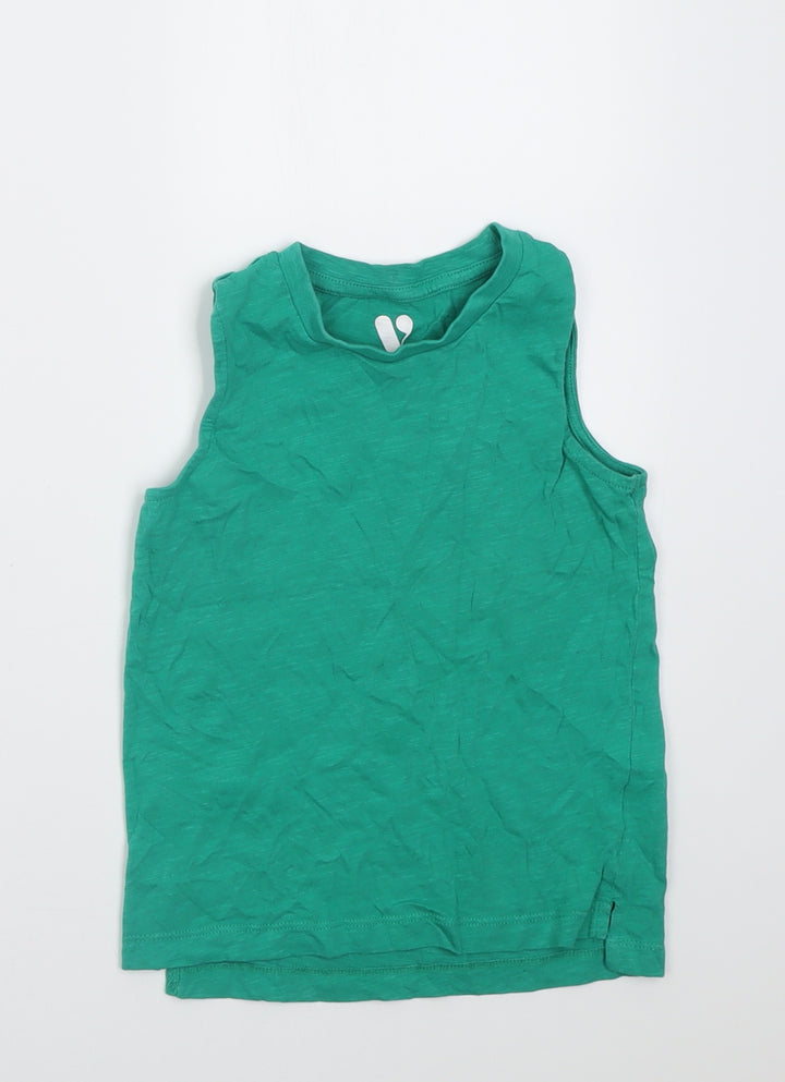 F&F Girls Green  Cotton Basic Tank Size 2-3 Years Crew Neck Pullover