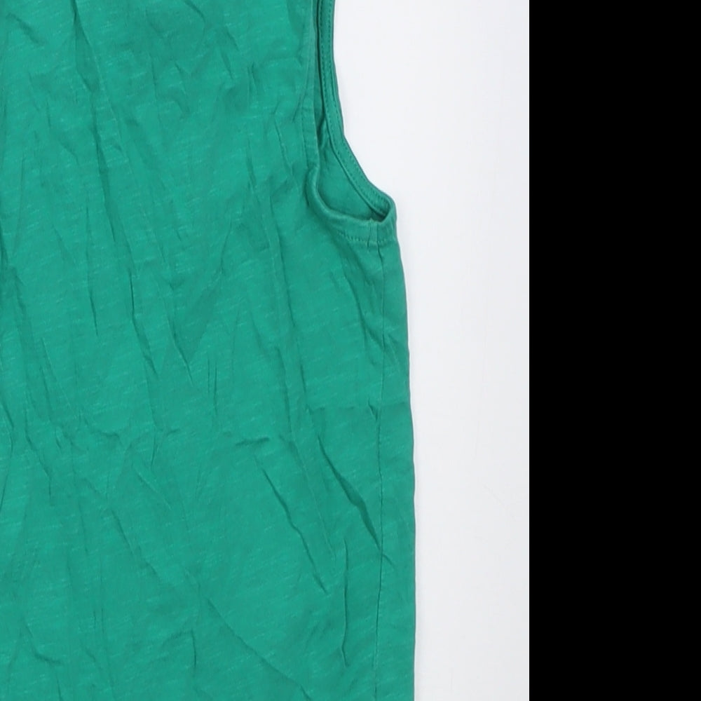 F&F Girls Green  Cotton Basic Tank Size 2-3 Years Crew Neck Pullover